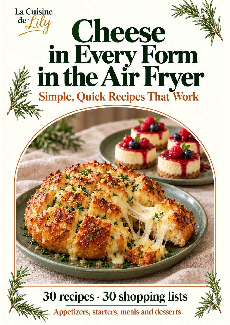 Cover of the e-book Cheese in Every Form in the Air Fryer – 30 recipes, La Cuisine de Lily