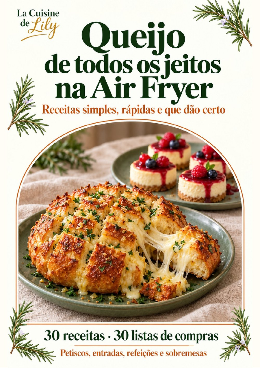 Capa do e-book Queijo de todos os jeitos na Air Fryer – 30 receitas, La Cuisine de Lily