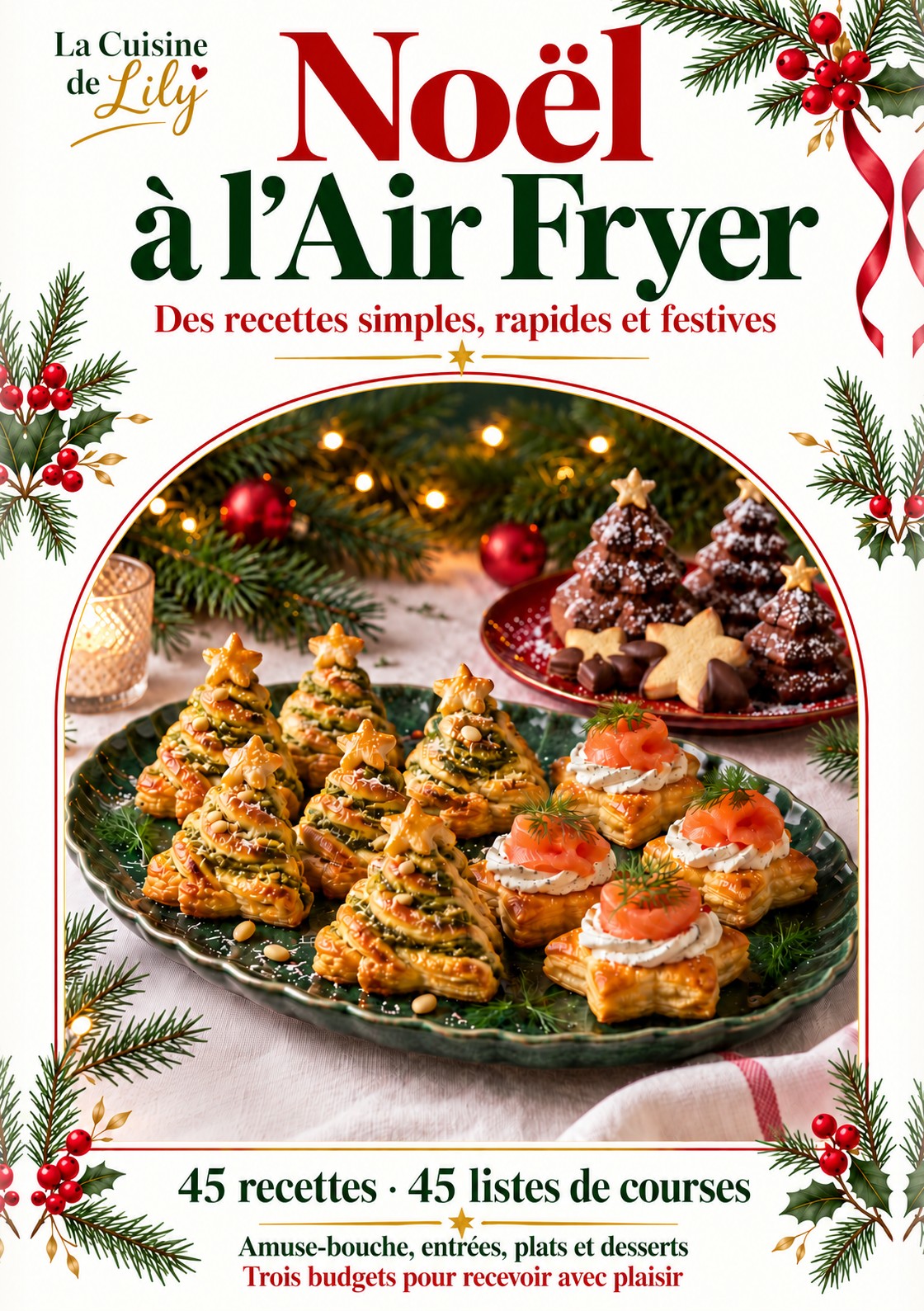 Couverture de l'e-book Noël à l'Air Fryer – 45 recettes, La Cuisine de Lily